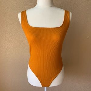 H&M Divided Body Suit Ribbed Marigold Size Small